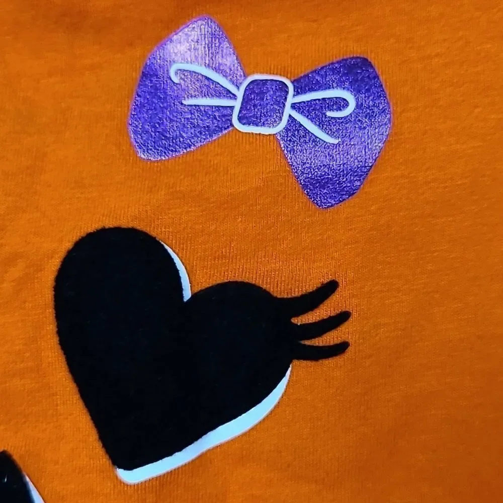 Baby Girls 12M Pumpkin Tee Orange Jack O'Lantern Velvet Flocked T-Shirt Top